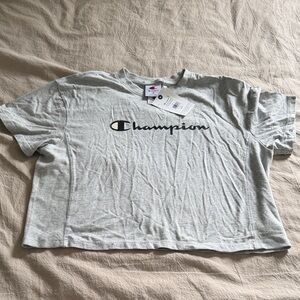 Champion Light Gray Logo Cropped Tee